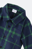 Mörkgröna rutiga klänningar och långärmad T-shirt Familj matchande outfits