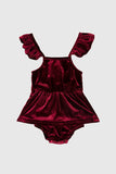 Vinröd Sammet Slip Klänningar Mor Dotter Familj Matchande Outfits