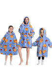 Svart Strawberry Family Matchande Flanell Oversize Wearable Hoodie Filt Tröja