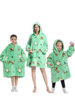 Svart Strawberry Family Matchande Flanell Oversize Wearable Hoodie Filt Tröja