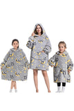 Svart Strawberry Family Matchande Flanell Oversize Wearable Hoodie Filt Tröja