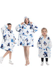 Svart Strawberry Family Matchande Flanell Oversize Wearable Hoodie Filt Tröja