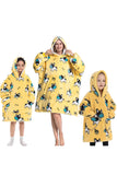 Svart Strawberry Family Matchande Flanell Oversize Wearable Hoodie Filt Tröja