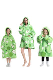 Svart Strawberry Family Matchande Flanell Oversize Wearable Hoodie Filt Tröja