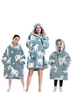 Svart Strawberry Family Matchande Flanell Oversize Wearable Hoodie Filt Tröja