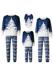 Jul Familj Matchande Pyjamas Set Blå Julgran Tryck Pyjamas