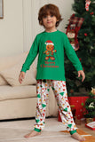 Jul Familj Matchande Pyjamas Grön Jultomten Tryck Pyjamas Set