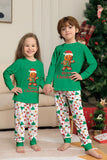 Jul Familj Matchande Pyjamas Grön Jultomten Tryck Pyjamas Set
