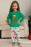 Jul Familj Matchande Pyjamas Grön Jultomten Tryck Pyjamas Set