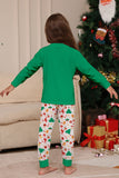 Jul Familj Matchande Pyjamas Grön Jultomten Tryck Pyjamas Set