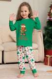 Jul Familj Matchande Pyjamas Grön Jultomten Tryck Pyjamas Set