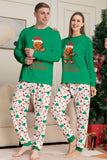 Jul Familj Matchande Pyjamas Grön Jultomten Tryck Pyjamas Set
