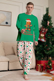 Jul Familj Matchande Pyjamas Grön Jultomten Tryck Pyjamas Set