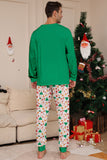 Jul Familj Matchande Pyjamas Grön Jultomten Tryck Pyjamas Set