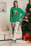 Jul Familj Matchande Pyjamas Grön Jultomten Tryck Pyjamas Set