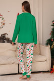 Jul Familj Matchande Pyjamas Grön Jultomten Tryck Pyjamas Set