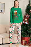 Jul Familj Matchande Pyjamas Grön Jultomten Tryck Pyjamas Set