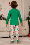 Jul Familj Matchande Pyjamas Grön Jultomten Tryck Pyjamas Set