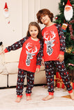 Jul Familj Matchande Pyjamas Svart Röd Hjort Tryckt Pyjamas Set