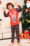 Jul Familj Matchande Pyjamas Svart Röd Hjort Tryckt Pyjamas Set