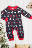Jul Familj Matchande Pyjamas Svart Röd Hjort Tryckt Pyjamas Set