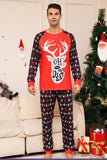 Jul Familj Matchande Pyjamas Svart Röd Hjort Tryckt Pyjamas Set
