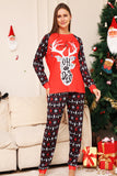 Jul Familj Matchande Pyjamas Svart Röd Hjort Tryckt Pyjamas Set