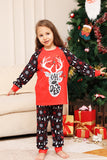 Jul Familj Matchande Pyjamas Svart Röd Hjort Tryckt Pyjamas Set