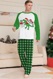 Jul Familj Matchande Pyjamas Grön Pläd Dinosaur Tryck Pyjamas Set