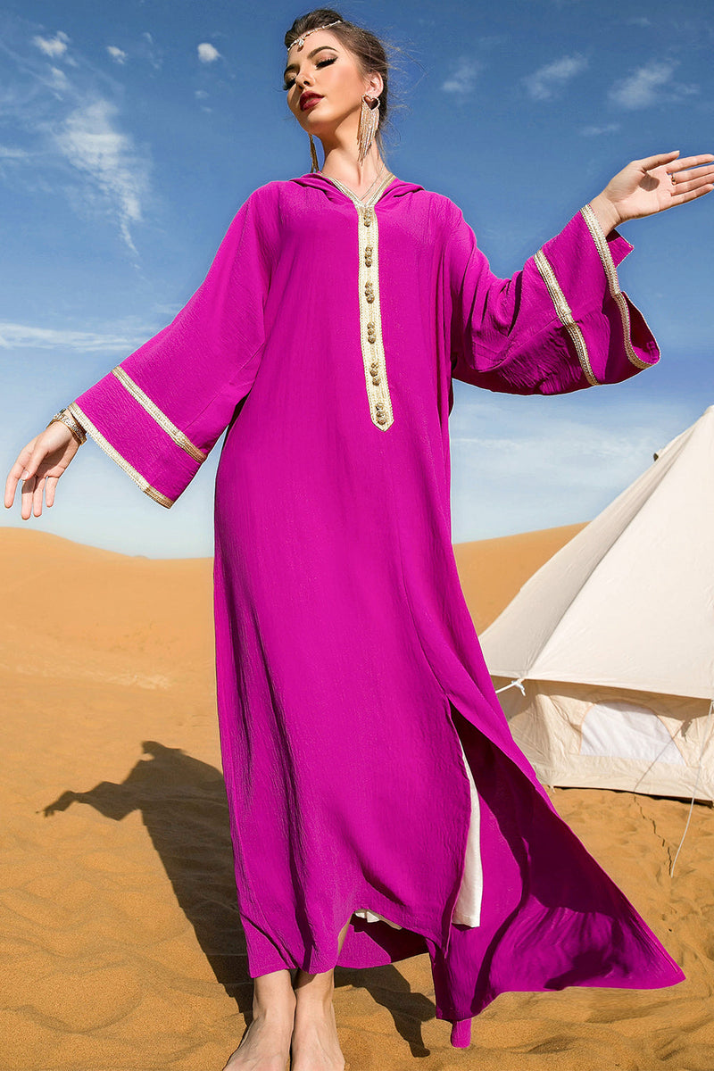 Load image into Gallery viewer, Fuchsia Hooded Marokansk Kaftanklänning