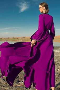 Lila Omlottklänning Ruffled Marokansk Kaftan