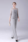 Silver 2 Stycken Slim Elegant Brudens Mor Byxdräkter
