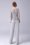 Silver 2 Stycken Slim Elegant Brudens Mor Byxdräkter