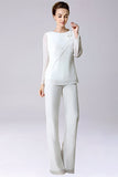 Jumpsuit/byxdress separerar golvlång chiffong klänning för brudens mor med rosett