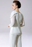 Jumpsuit/byxdress separerar golvlång chiffong klänning för brudens mor med rosett