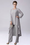 Sliver jumpsuit/byxdress separerar golvlång chiffong klänning till brudens mor