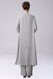 Sliver jumpsuit/byxdress separerar golvlång chiffong klänning till brudens mor