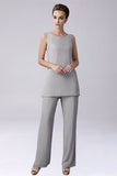 Sliver jumpsuit/byxdress separerar golvlång chiffong klänning till brudens mor
