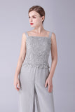Sliver Jumpsuit/Byxdräkt Separerar Spets Chiffong Klänning till brudens mor