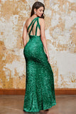 Glitter Svart Sjöjungfru One Shoulder Paljetter Balklänning med slits