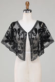 Svart Glitter Paljetter 1920-Tals Cape