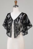 Svart Glitter Paljetter 1920-Tals Cape
