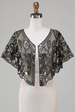 Svart Glitter Paljetter 1920-Tals Cape