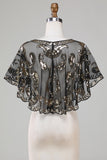 Svart Glitter Paljetter 1920-Tals Cape