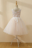 Champagne Pärlstav Tulle Flower Girl Klänning