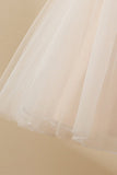 Champagne Pärlstav Tulle Flower Girl Klänning