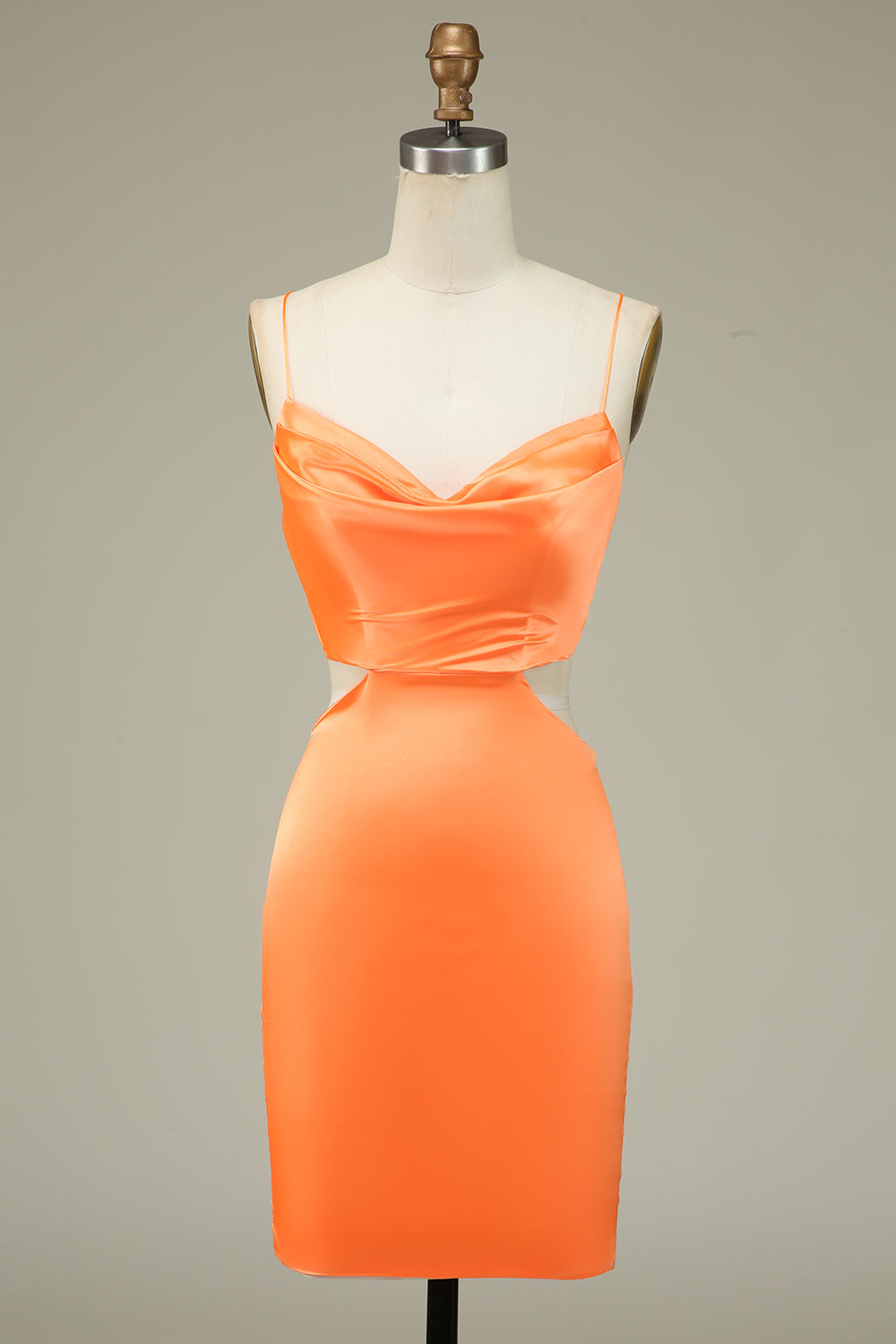 Bodycon Orange Spaghetti Straps Homecoming Klänning