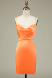 Bodycon Orange Spaghetti Straps Homecoming Klänning
