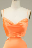 Bodycon Orange Spaghetti Straps Homecoming Klänning