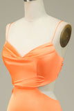 Bodycon Orange Spaghetti Straps Homecoming Klänning
